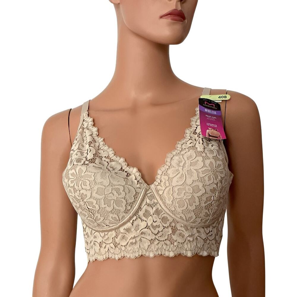 Maidenform Nude Lace Wireless Longline Bralette Bra 40B NWT New